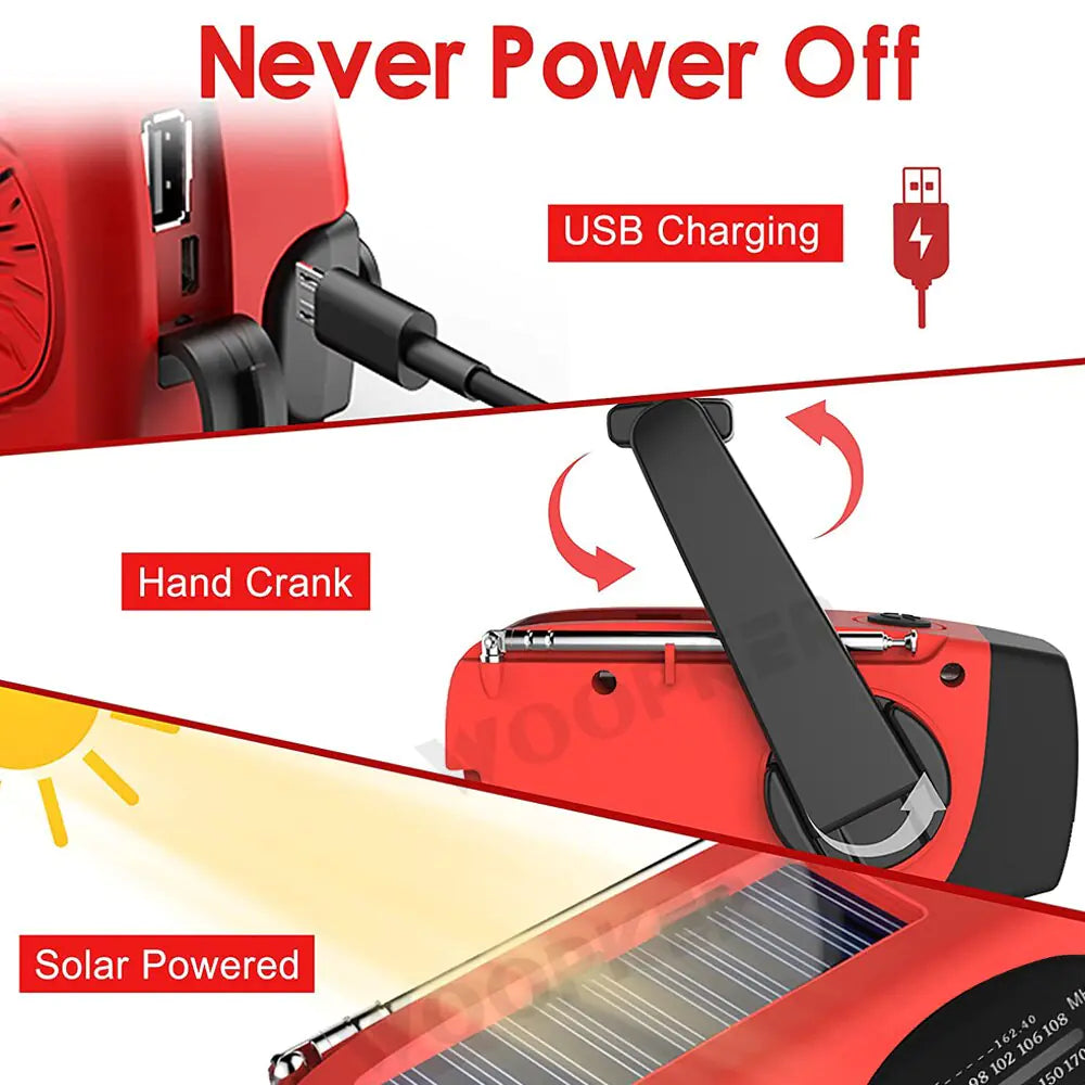 Versatile Emergency Radio with Powerful Flashlight Rieworkes
