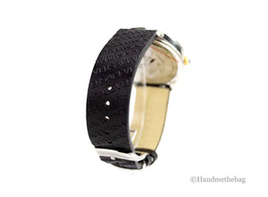 Versace 38mm Silver Logo Halo Dial Embossed Leather Watch Mimarta
