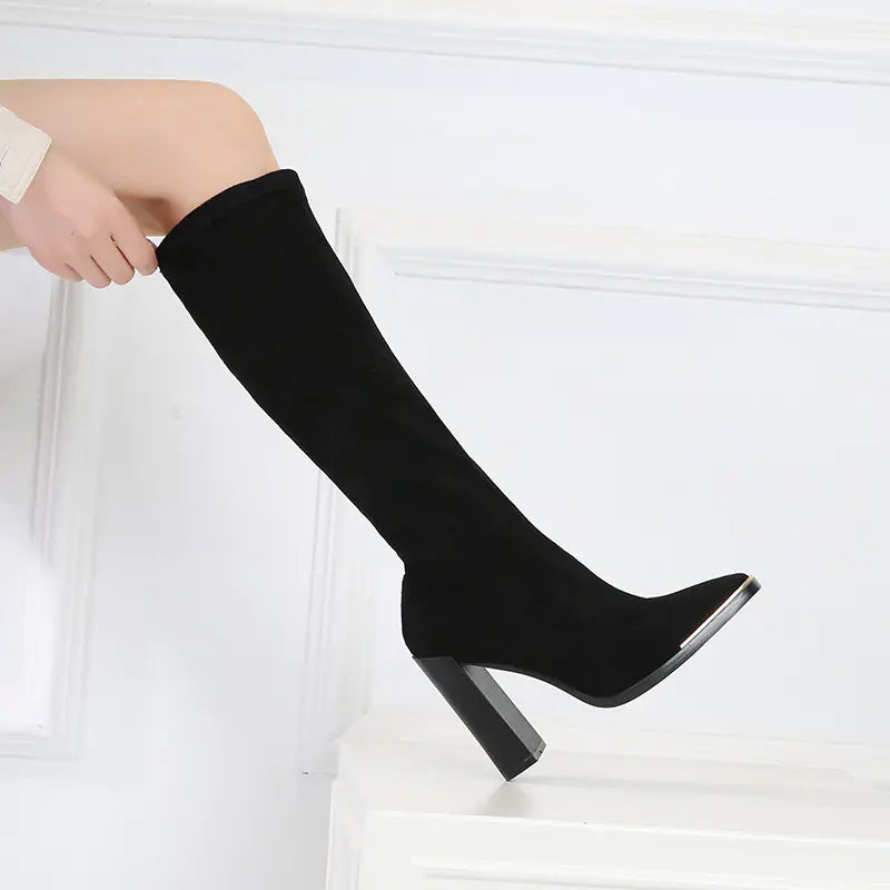 High-Tube Thick-Heeled Winter Boots for Kids Mimarta