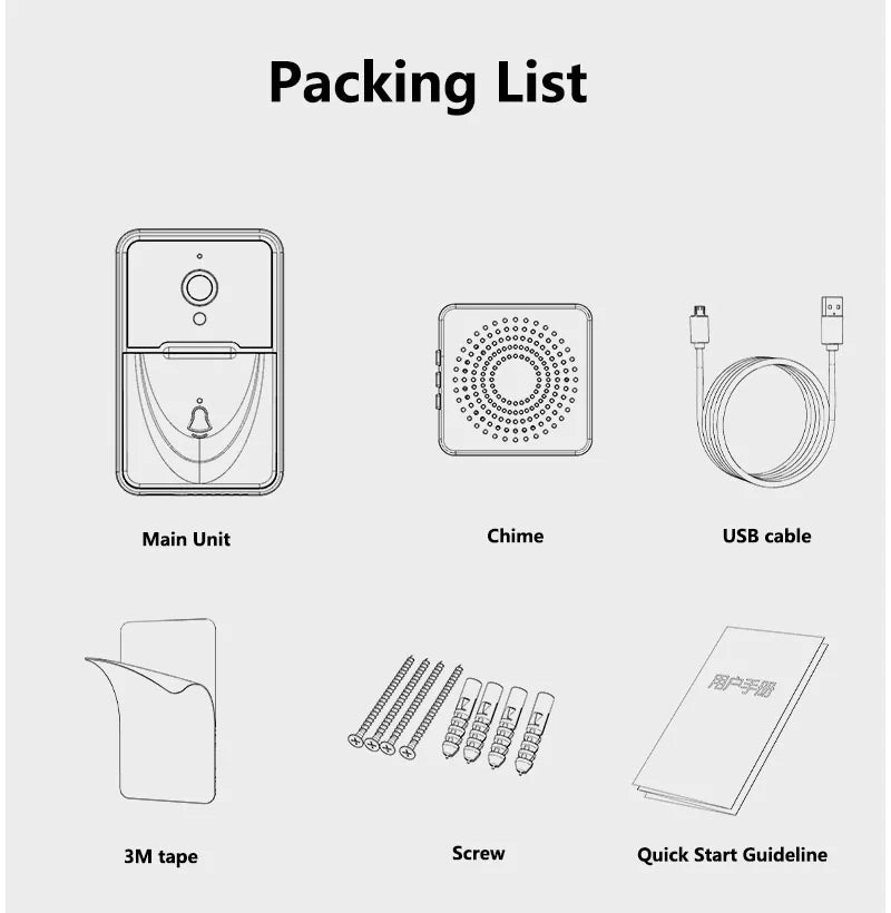 Wireless Security Smart WiFi Doorbell Intercom Video Camera Door Ring Bell Chime Rieworkes
