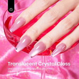 Beetles Cat Eye Gel Nail Polish, 15ML Pink Cat Eye Glitter Gel Nail Polish, Holographic Glitter Pink Cat Eye Magnetic Gel Nail Polish, Reflective Translucent Gel Polish Nail Art DIY at Home 0-0-1-Pink Cat Eye Gel Nail Polish Rieworkes