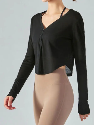V-Neck Long Sleeve Yoga Top Sports Shirt Rieworkes