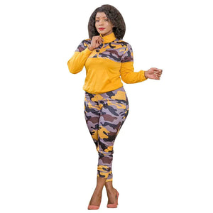 Winter Camouflage Print Knit Fashion Women's Set Mimarta