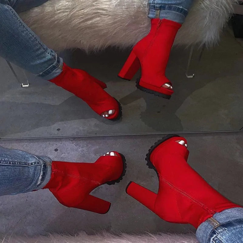 Zipped Open Toe Ankle Boots Rieworkes