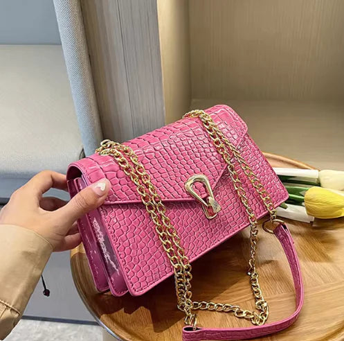 Luxury Chain Detail PU Leather Messenger Bag Rieworkes