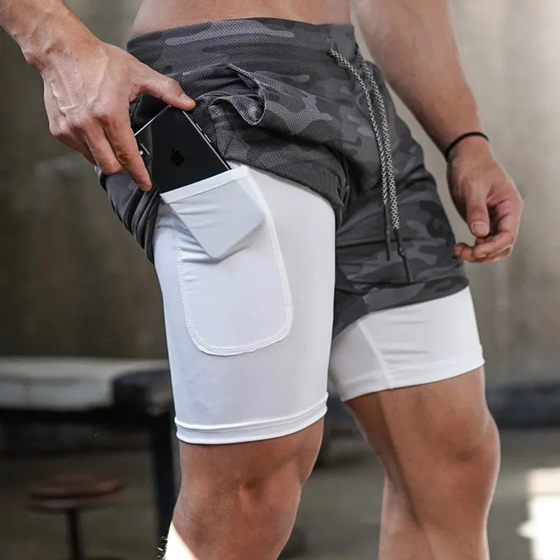 Camo Running Shorts Men Gym Sports Rieworkes