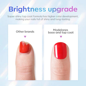 modelones Gel Top Coat, 15 ml 2024 Upgrade Super Shiny Gel Base and Top Coat Set, Soak Off Nail Lamp Acid Free No Wipe Clear Base Top Gel Nail Polish C-15ml Base and Top Coat Rieworkes