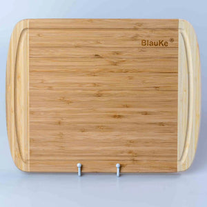 Large Wood Cutting Board for Kitchen 14x11 inch - Bamboo Chopping Board with Juice Groove - Wooden Serving Tray Rieworkes