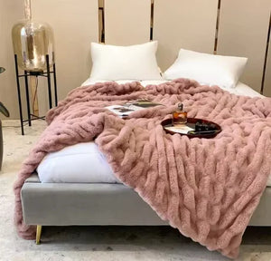 Luxury Faux Rabbit Fur Winter Blanket Rieworkes