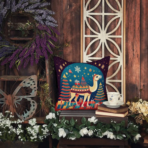 Camel Christmas Throw Pillow Rieworkes