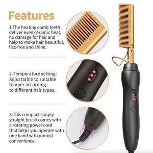 Hair Straightener Comb Pro Electric Beard Straightening Comb Heat Hot Comb Press Rieworkes