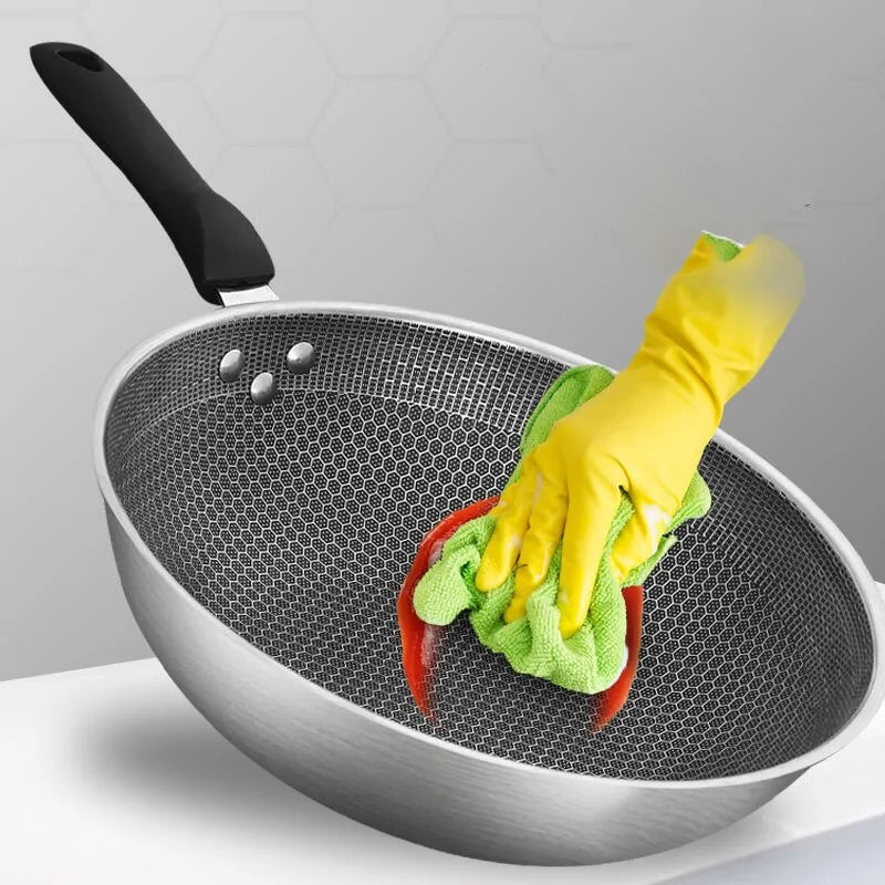 Stainless Steel Wok: No Oily Smoke, Non-stick, Household Cookware Rieworkes