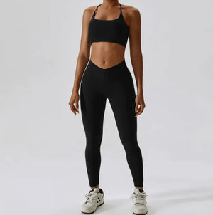 Back Striped Design Sports Yoga Suit Rieworkes