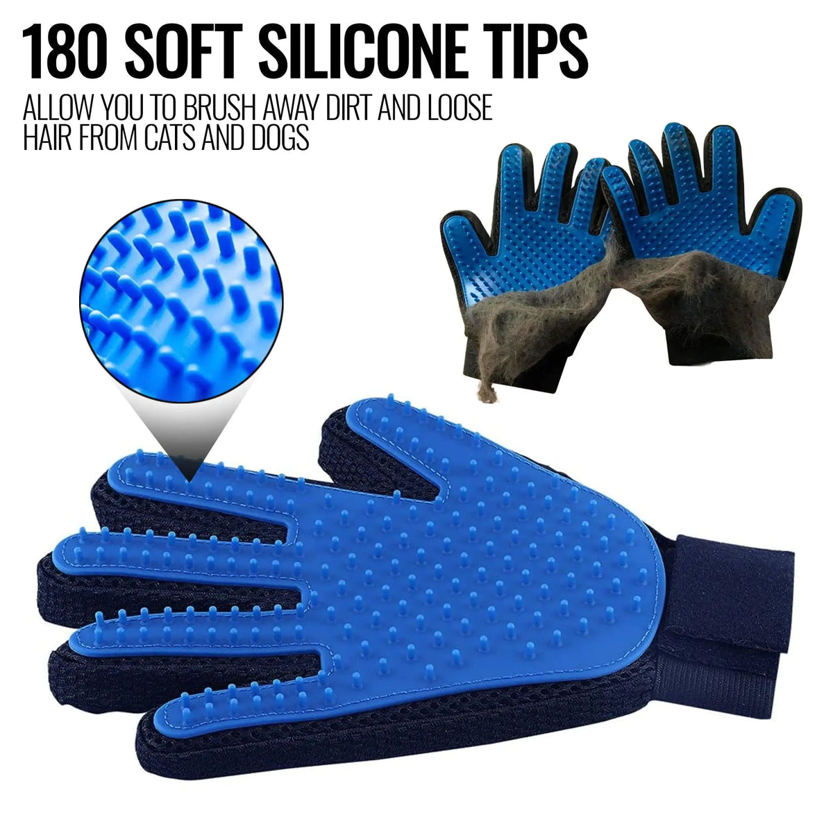Pet Grooming Gloves Dog Brush Mitt Deshedding Hair Removal Massage Horse Pair Rieworkes