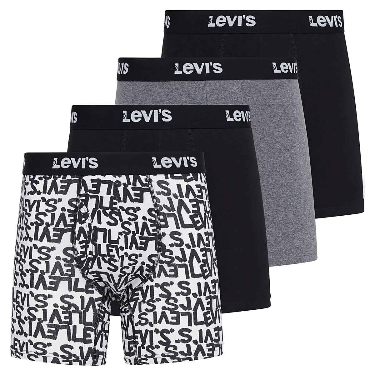 Levi's Mens Boxer Briefs Breathable Stretch Underwear 4 Pack Scribble Logo, Caviar, B25heathergrey, Caviar X-Large Rieworkes