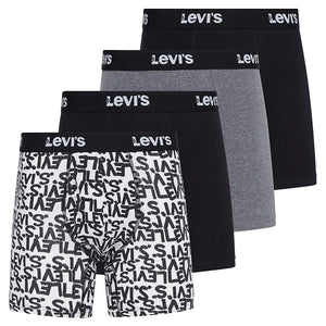 Levi's Mens Boxer Briefs Breathable Stretch Underwear 4 Pack Scribble Logo, Caviar, B25heathergrey, Caviar X-Large Rieworkes