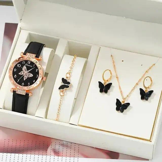 Luxury Rhinestone Butterfly Watch Set Rieworkes