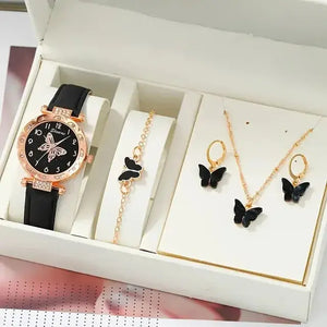 Luxury Rhinestone Butterfly Watch Set Rieworkes