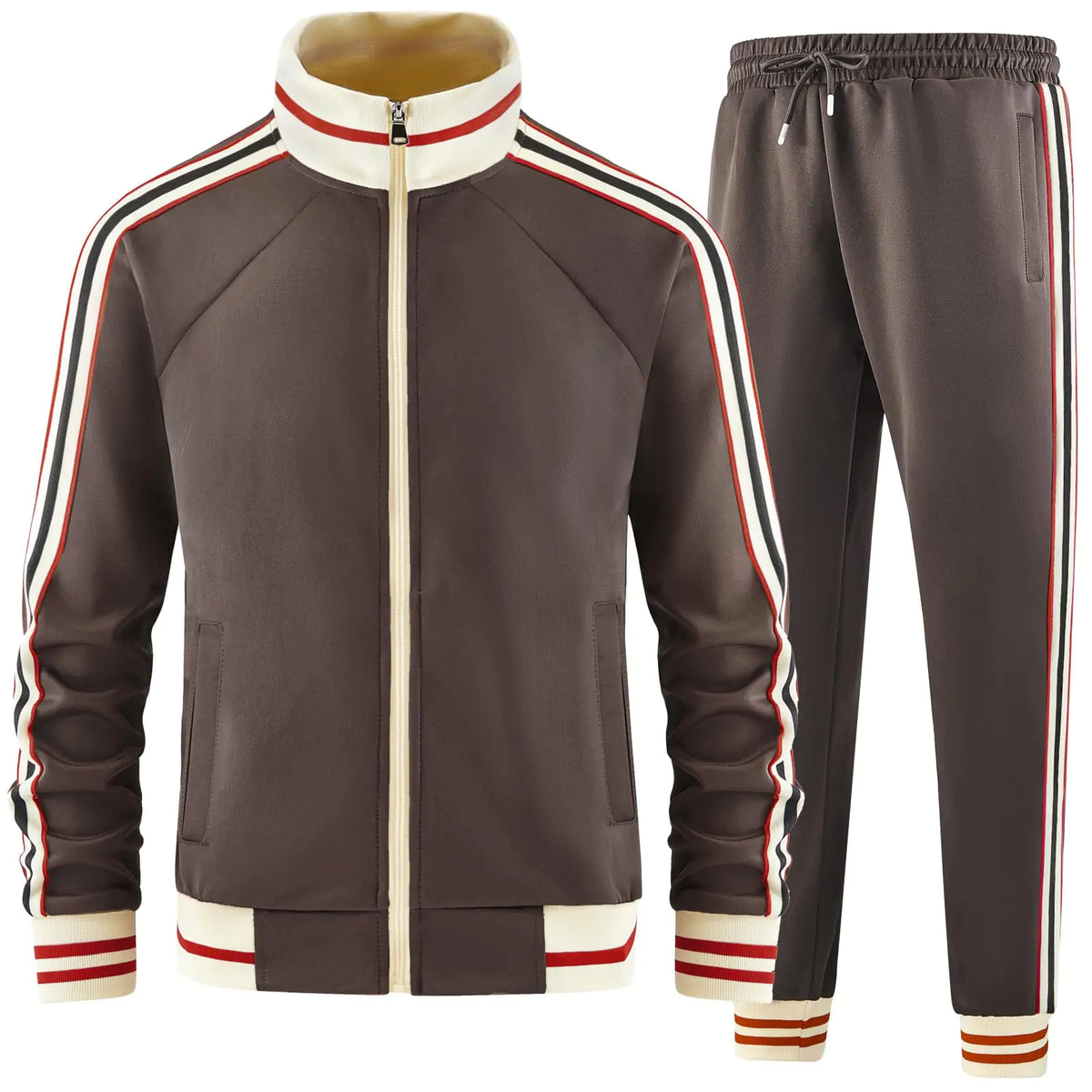 dioxoib Track Suits for Men Set 2 Piece Tracksuits Mens Sweatsuits Sets Jogging Two Piece Outfits Athletic Clothes Jogger Sweat Suits Running Sport leisure Clothing Coffee Ai-TZ008-L Rieworkes