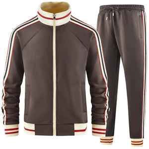 dioxoib Track Suits for Men Set 2 Piece Tracksuits Mens Sweatsuits Sets Jogging Two Piece Outfits Athletic Clothes Jogger Sweat Suits Running Sport leisure Clothing Coffee Ai-TZ008-L Rieworkes