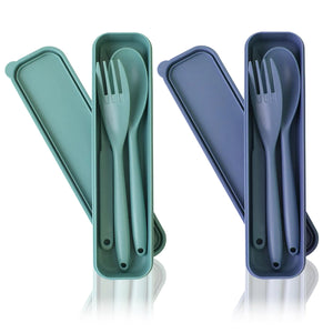 Large Reusable Utensils Set with Case 2 Sets Portable Cutlery Set for Adults Travel Fork Spoon Knife for Camping Work Picnic Mimarta