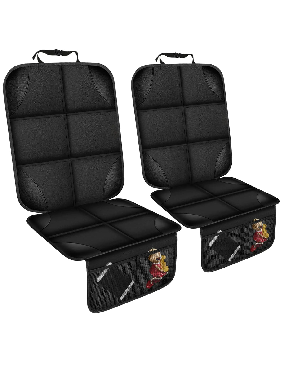 OpNelDum Car Seat Protector for Child Car Seat Thick Padding Seat Protector Under Baby Car Seat 600D Waterproof Non-Slip Fabric Car Seat Cover for Child and Pet with Pockets (Black 2 pcs) Mimarta