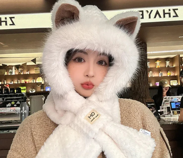 Autumn And Winter Cute Furry Fox Ear Hat Rieworkes
