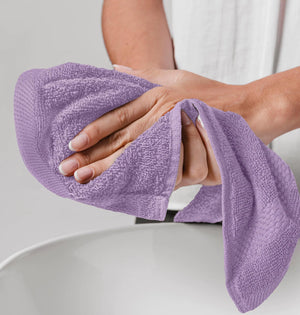Luxury Washcloths for Bathroom Hotel Spa Bulk Set of 12 Lavender 13x13 Inch Rieworkes
