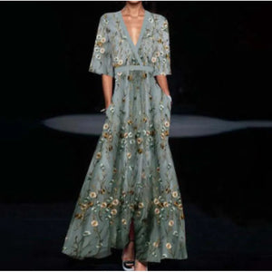 Printed Pleated Belt Dress Rieworkes