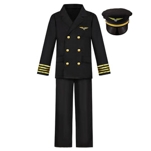 Gigoitly Career Day Costume for Kids Pilot Costume for Boys Airline Captain Pilot Uniform for Halloween Birthday Party Gifts Mimarta