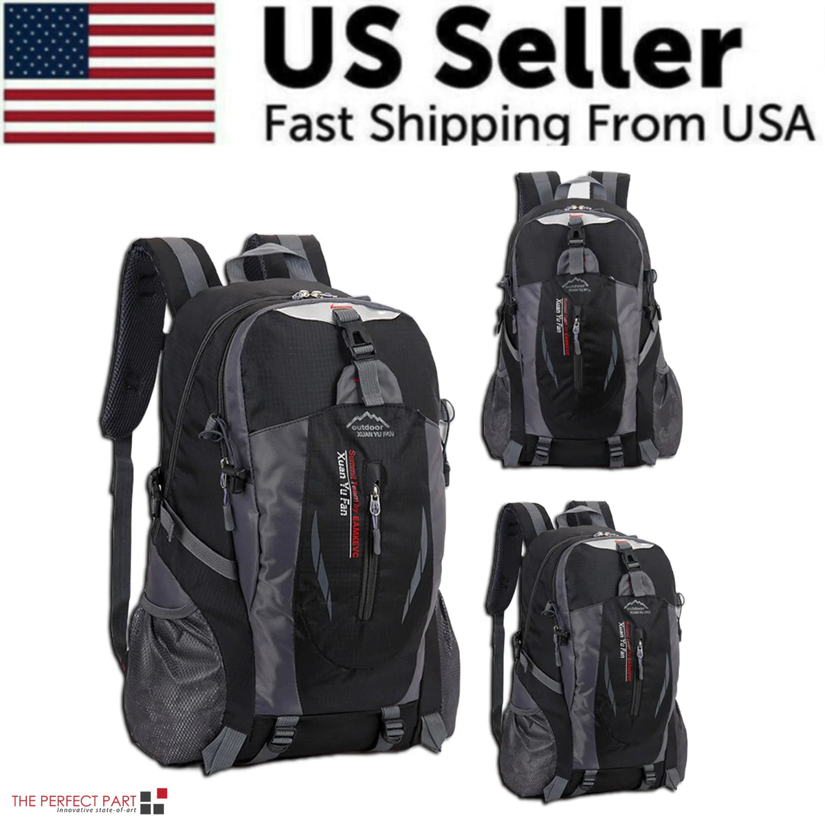 40L Men Women Travel Backpack Rucksack Camping Laptop Hiking School Book Bag USA Rieworkes