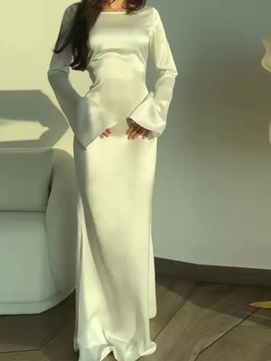 Elegant Satin Evening Party Dress Rieworkes