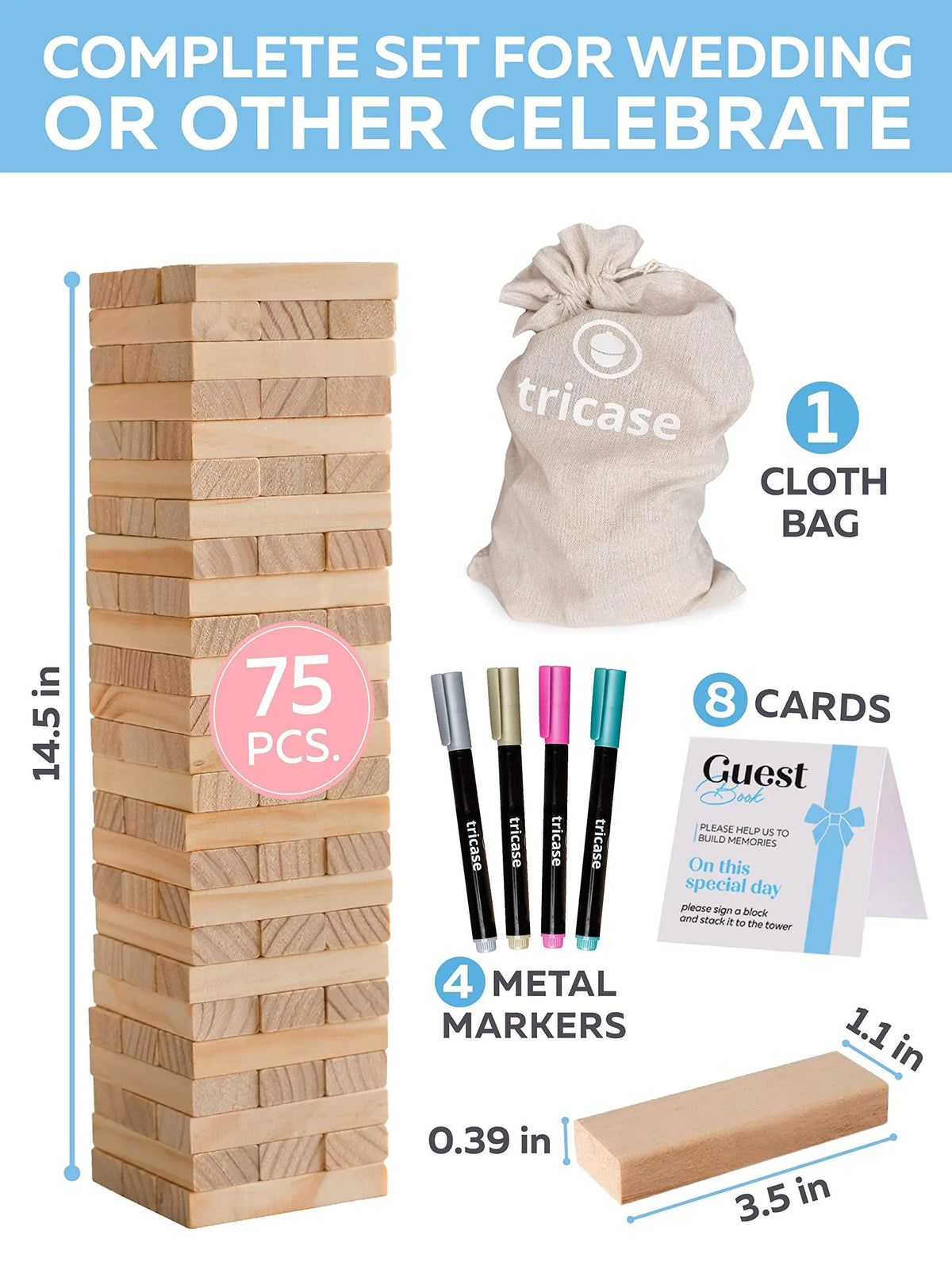 Wedding Guest Book Alternative 75 pcs Wooden Block Guest Book for Sign Rieworkes
