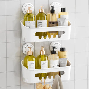 TAILI Shower Caddy Suction Cup 2 Pack Heavy Duty Bathroom Shower Organizer Removable Shelves for Inside Shower Shampoo Wall Mounted Plastic Storage for Bathroom Accessories White Mimarta