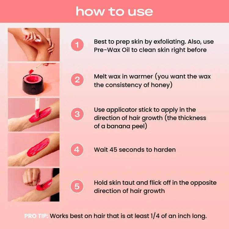KoluaWax Premium Waxing Kit for Women - Hot Melt Wax Warmer for Hair Removal, Eyebrow, Bikini, Legs, Face, Brazilian Wax & More - Machine + 4-Pack Hard Wax Beads + Accessories, Blush Rieworkes