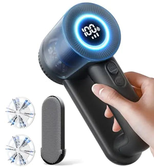 Rechargeable Lint Remover: 3 Stainless Steel 6-Leaf Blades Fabric Shaver with LED Display 3-Speeds Lint Shaver for Effortless Fuzz & Pill Removal from Clothes Sweaters Coats Couches Blankets Rieworkes