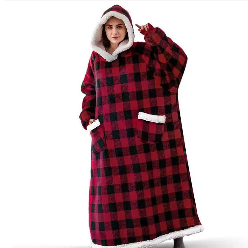Couple Models Winter Hooded Pajamas and Blanket Set Mimarta