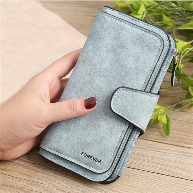 Wallet Brand Coin Purse Scrub Leather Women Wallet Money Phone Bag Female Snap Card Holder Ladies Long Clutch Carteira Feminina Rieworkes
