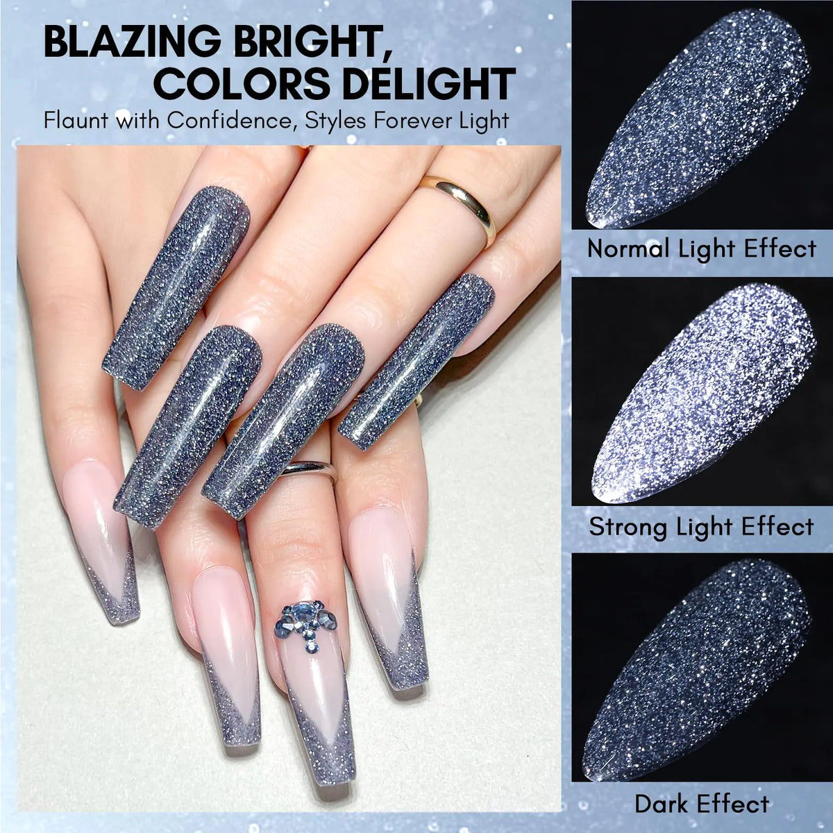 Makartt Reflective Gel Nail Polish HEART OF THE OCEAN Glitter Sparkling Disco Soak Off Diamond Gel Nail Art Christmas Gift DIY Manicure Salon at Home Glamour Shine Blue 15ML Rieworkes