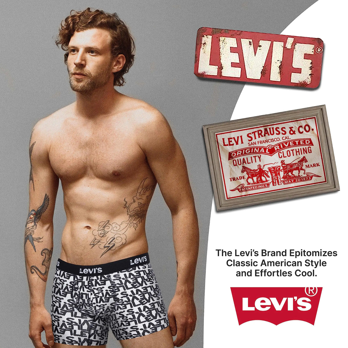 Levi's Mens Boxer Briefs Breathable Stretch Underwear 4 Pack Scribble Logo, Caviar, B25heathergrey, Caviar X-Large Rieworkes