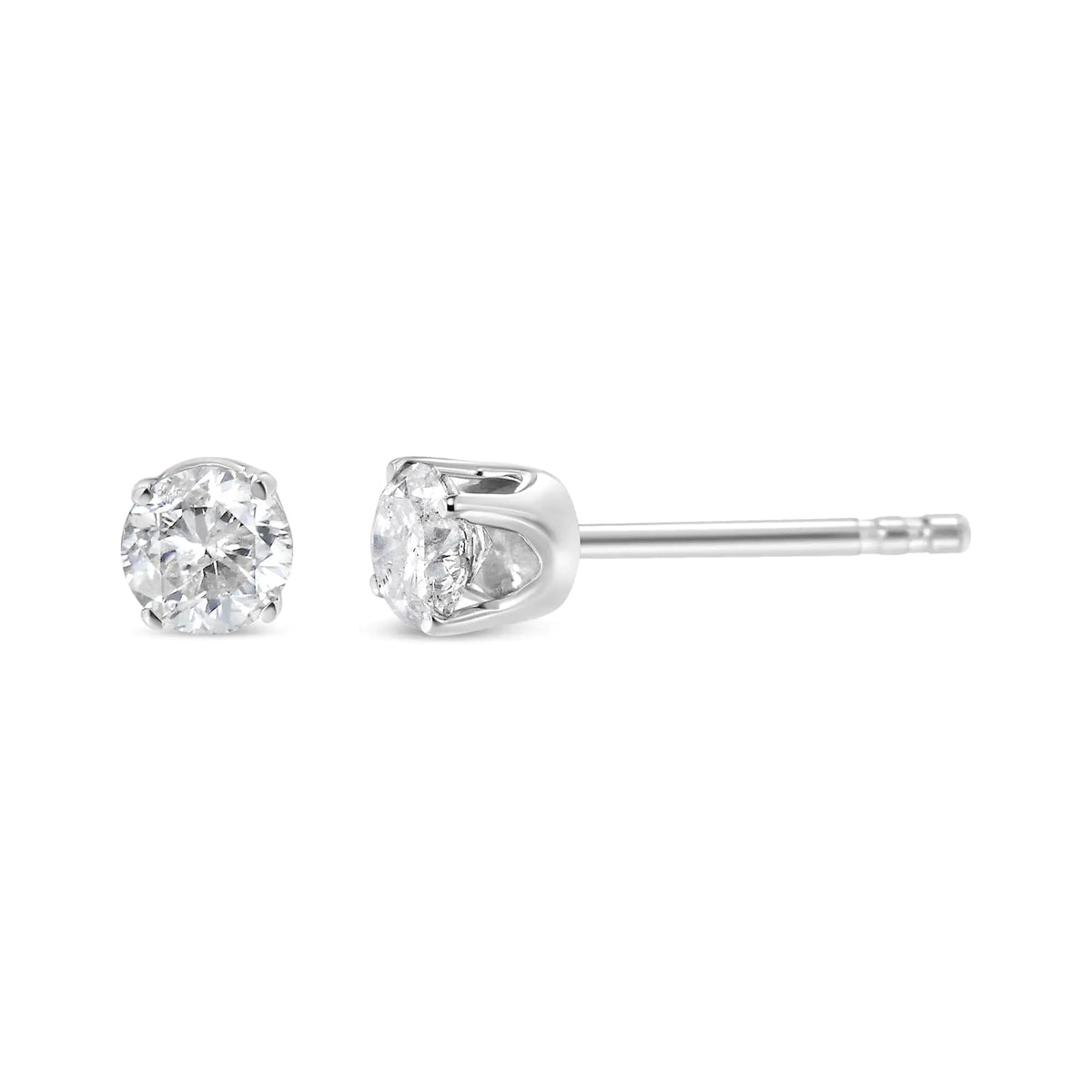 AGS Certified 14K White Gold 1.0 Cttw 4-Prong Set Brilliant Round-Cut Solitaire Diamond Push Back Stud Earrings (E-F Color, SI2-I1 Clarity) Rieworkes