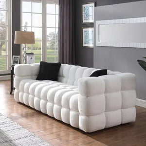 84.3 Length ,35.83 Deepth ,human Body Structure For USA People, Marshmallow Sofa,boucle Sofa ,White Color,3 Seater Rieworkes