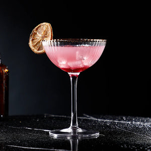 Cocktail Glass Goblet with Gold Rim Crystal Glass Cup Rieworkes