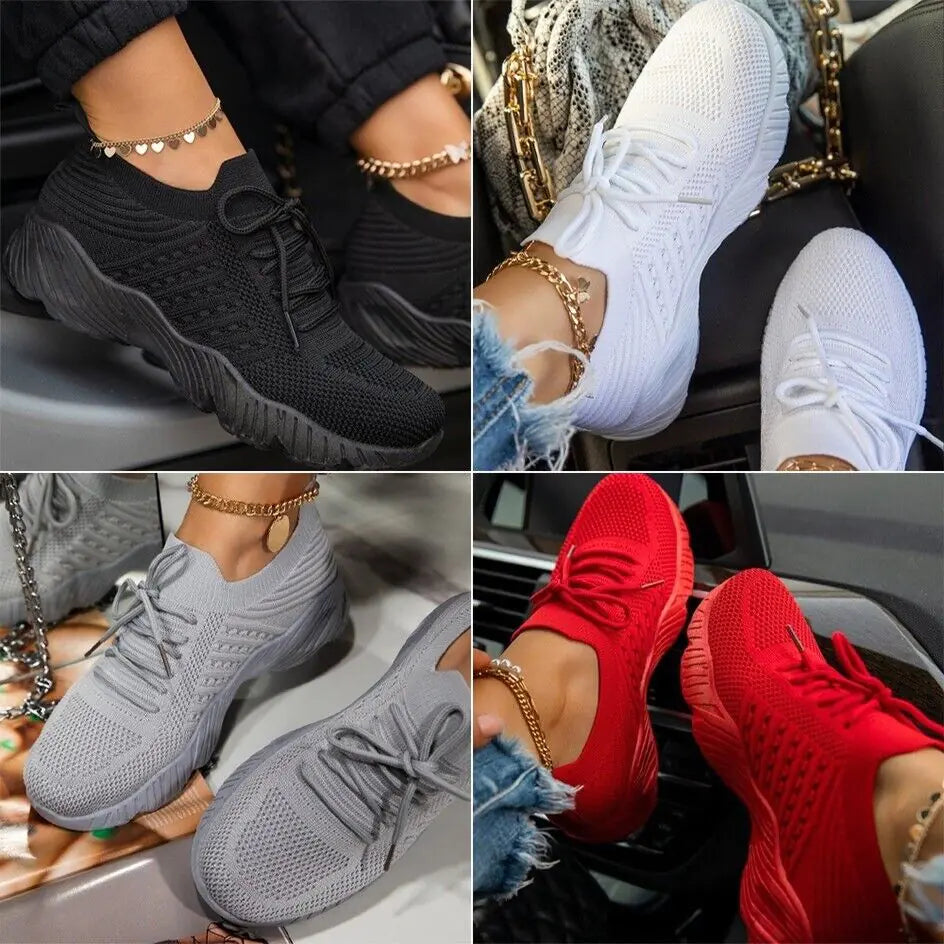 Womens Running Trainers Ladies Sneakers Slip On Walking Gym Comfy Fashion Shoes Rieworkes