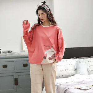 Cute Winter Cartoon Print Women's Pajama Set Mimarta