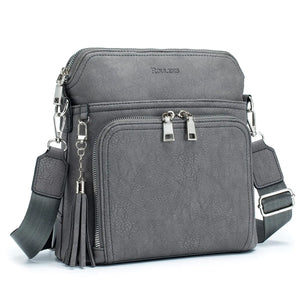 Crossbody Purse for Women,Lightweight Medium Crossbody Bag Soft Leather Women's Shoulder Handbags with Tassel Taupe Rieworkes
