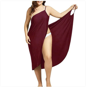 Solid Color Cross-Strap Beach Dress Rieworkes