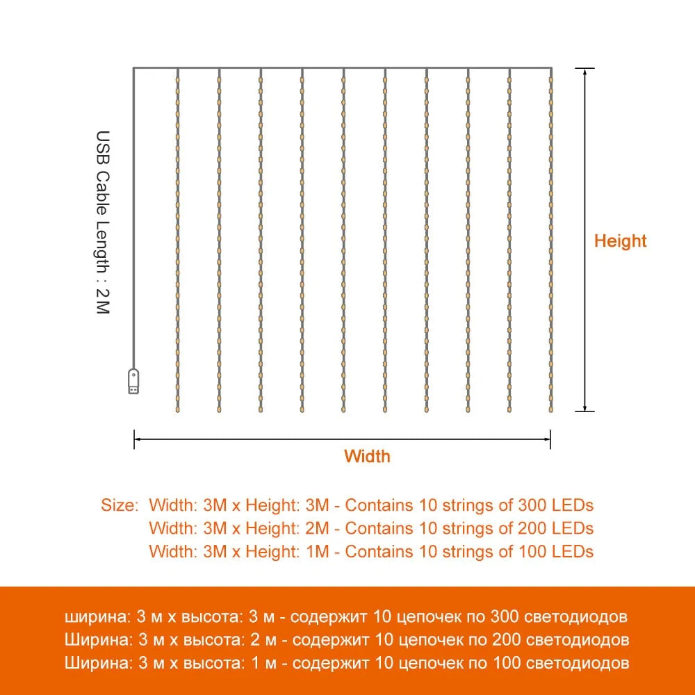 LED Curtain  String Light Rieworkes