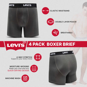 Levi's Mens Underwear Microfiber Boxer Brief for Men Ultra Soft 4 Pack Small Black, Orange, Charcoal. Orange Print Rieworkes