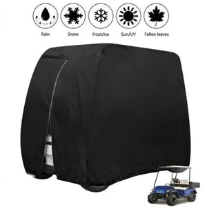 Waterproof Golf Cart Cover Zipper 4 Passenger EZ GO Club Car Yamaha Elastic Hem Rieworkes
